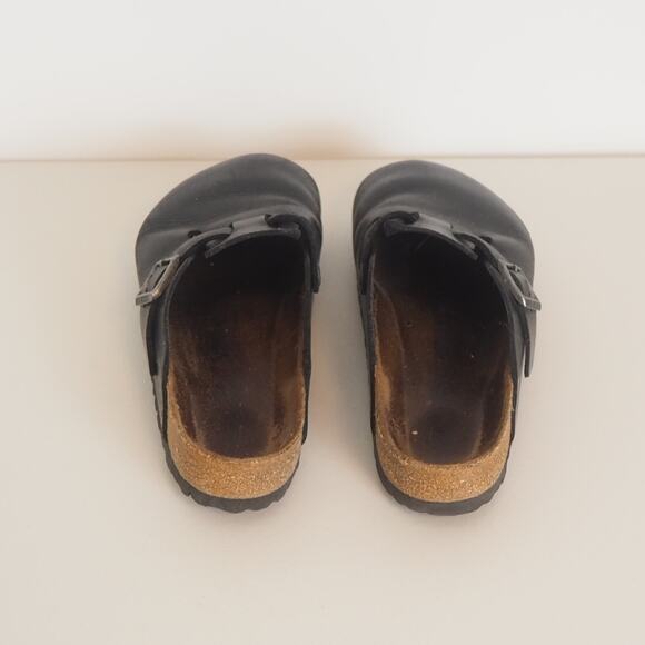 Birkenstock Boston Shoes Women's 38 Size 7- 7.5 Black Leather Soft Footbed Clogs - Picture 4 of 10